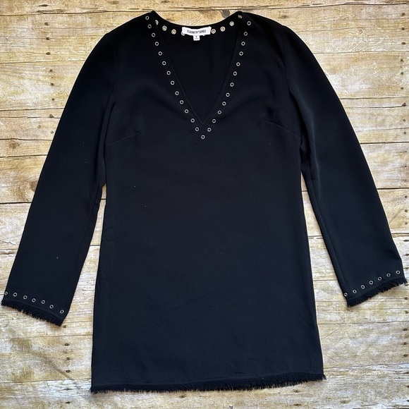 Elizabeth and James Grommet Studded V-Neck Fringe Hem Shift Dress - Picture 4 of 9